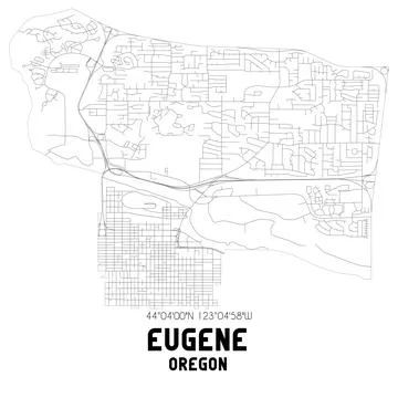 Minimalistic street map of Eugene, Oregon, United States. Stock Illustration