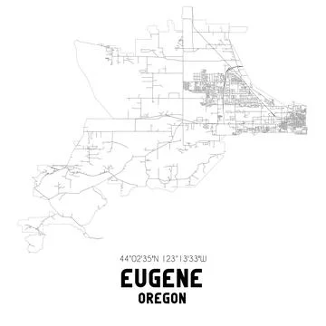 Minimalistic street map of Eugene, Oregon, United States. Stock Illustration