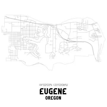 Minimalistic street map of Eugene, Oregon, United States. Stock Illustration