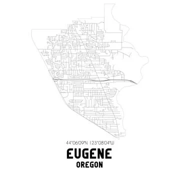 Minimalistic street map of Eugene, Oregon, United States. Stock Illustration