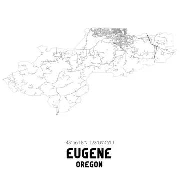 Minimalistic street map of Eugene, Oregon, United States. Stock Illustration