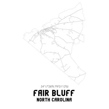 Minimalistic street map of Fair Bluff, North Carolina, United States. Illustrazione stock