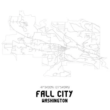 Minimalistic street map of Fall City, Washington, United States. Illustrazione stock