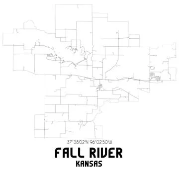 Minimalistic street map of Fall River, Kansas, United States. Illustrazione stock