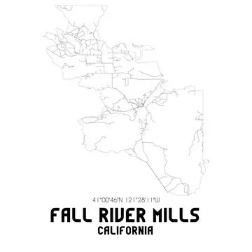 Minimalistic street map of Fall River Mills, California, United States. Illustrazione stock