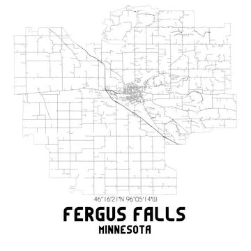 Minimalistic street map of Fergus Falls, Minnesota, United States. Stock Illustration