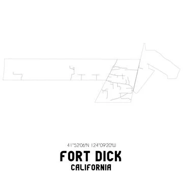 Minimalistic street map of Fort Dick, California, United States. Stock Illustration