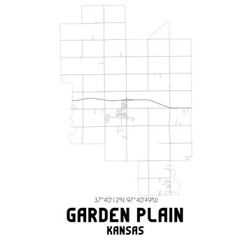 Minimalistic street map of Garden Plain, Kansas, United States. Ilustração Stock