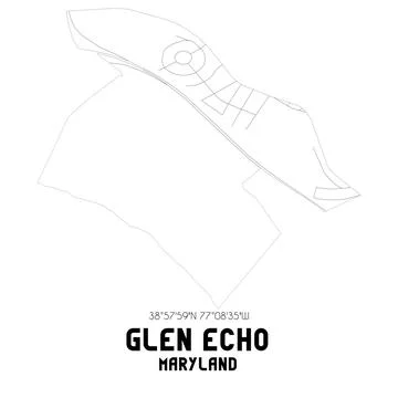 Minimalistic street map of Glen Echo, Maryland, United States. 库存插图