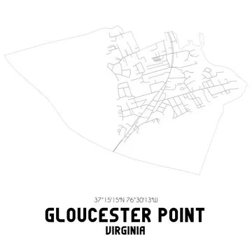 Minimalistic street map of Gloucester Point, Virginia, United States. Stock Illustration