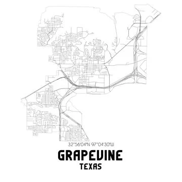 Minimalistic street map of Grapevine, Texas, United States. Ilustração Stock