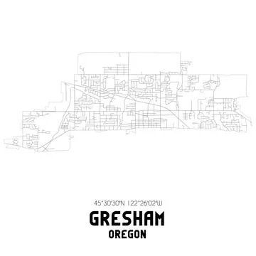 Minimalistic street map of Gresham, Oregon, United States. Stock-Illustration