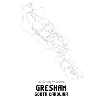 Minimalistic street map of Gresham, South Carolina, United States. Stock-Illustration