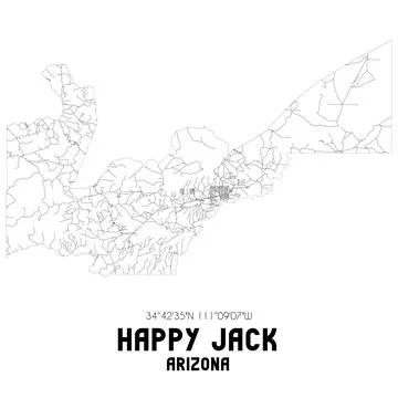 Minimalistic street map of Happy Jack, Arizona, United States. Stock Illustration
