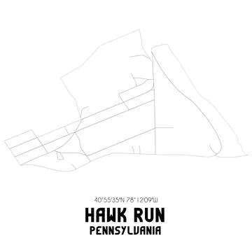 Minimalistic street map of Hawk Run, Pennsylvania, United States. Stock Illustration