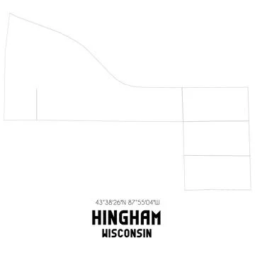 Minimalistic street map of Hingham, Wisconsin, United States. Stock Illustration