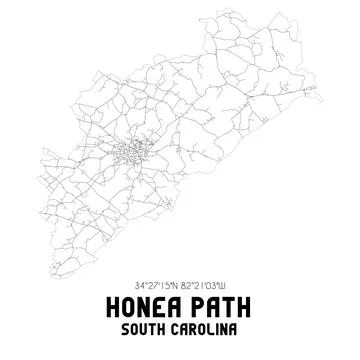Minimalistic street map of Honea Path, South Carolina, United States. Stock Illustration