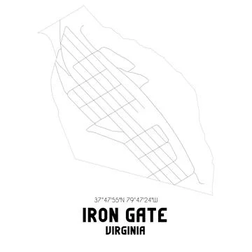 Minimalistic street map of Iron Gate, Virginia, United States. Stock Illustration