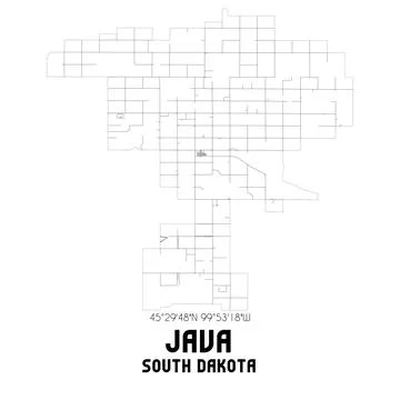 Minimalistic street map of Java, South Dakota, United States. Ilustración de archivo