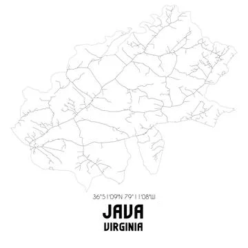 Minimalistic street map of Java, Virginia, United States. Stock Illustration