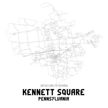 Minimalistic street map of Kennett Square, Pennsylvania, United States. Stock Illustration