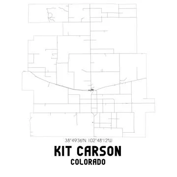 Minimalistic street map of Kit Carson, Colorado, United States. Illustrazione stock