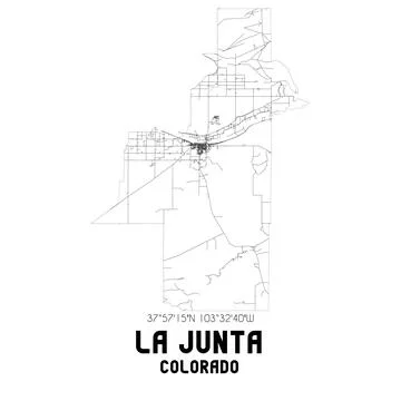 Minimalistic street map of La Junta, Colorado, United States. Illustrazione stock