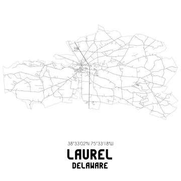 Minimalistic street map of Laurel, Delaware, United States. Stock Illustration