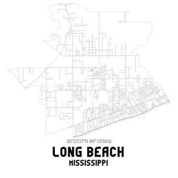 Minimalistic street map of Long Beach, Mississippi, United States. Illustrazione stock