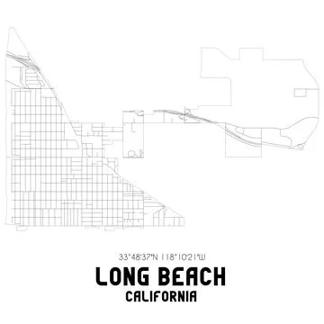 Minimalistic street map of Long Beach, California, United States. Illustrazione stock