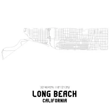 Minimalistic street map of Long Beach, California, United States. Illustrazione stock