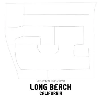 Minimalistic street map of Long Beach, California, United States. Illustrazione stock