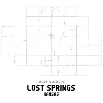 Minimalistic street map of Lost Springs, Kansas, United States. Stock Illustration