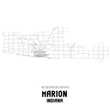 Minimalistic street map of Marion, Indiana, United States. Stock Illustration