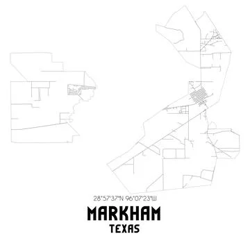 Minimalistic street map of Markham, Texas, United States. Stock Illustration