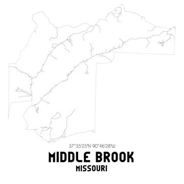 Minimalistic street map of Middle Brook, Missouri, United States. Stock Illustration