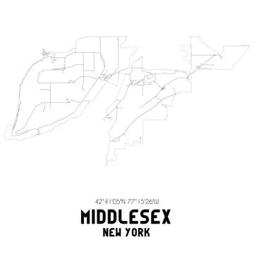 Minimalistic street map of Middlesex, New York, United States. イラスト素材