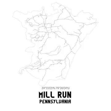 Minimalistic street map of Mill Run, Pennsylvania, United States. Stock Illustration