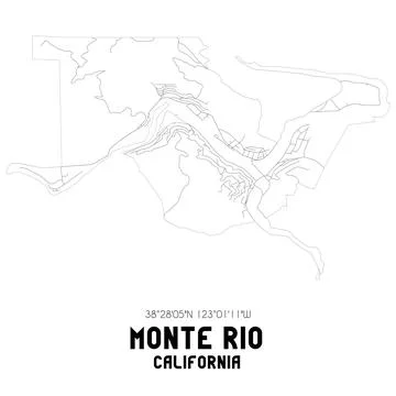 Minimalistic street map of Monte Rio, California, United States. Stock Illustration