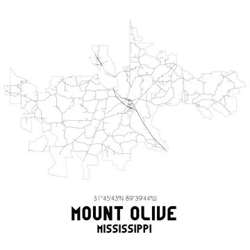 Minimalistic street map of Mount Olive, Mississippi, United States. Illustrazione stock