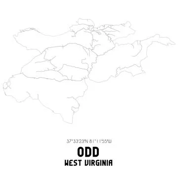 Minimalistic street map of Odd, West Virginia, United States. Stock Illustration