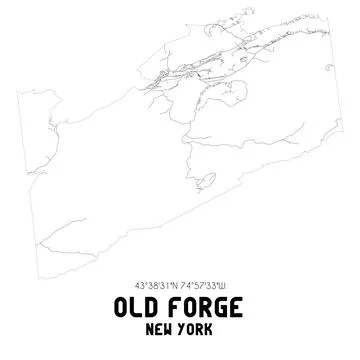 Minimalistic street map of Old Forge, New York, United States. Stock Illustration