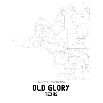 Minimalistic street map of Old Glory, Texas, United States. Stock Illustration