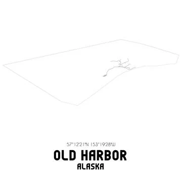 Minimalistic street map of Old Harbor, Alaska, United States. Stock Illustration