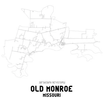 Minimalistic street map of Old Monroe, Missouri, United States. Stock Illustration