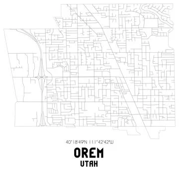 Minimalistic street map of Orem, Utah, United States. 스톡 일러스트
