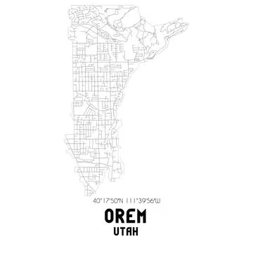 Minimalistic street map of Orem, Utah, United States. 스톡 일러스트