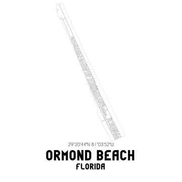 Minimalistic street map of Ormond Beach, Florida, United States. Stock Illustration
