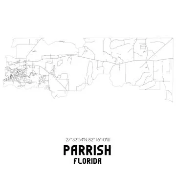 Minimalistic street map of Parrish, Florida, United States. Stock Illustration