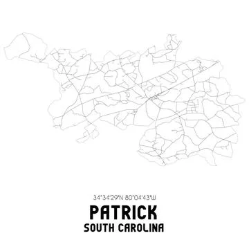 Minimalistic street map of Patrick, South Carolina, United States. Illustrazione stock